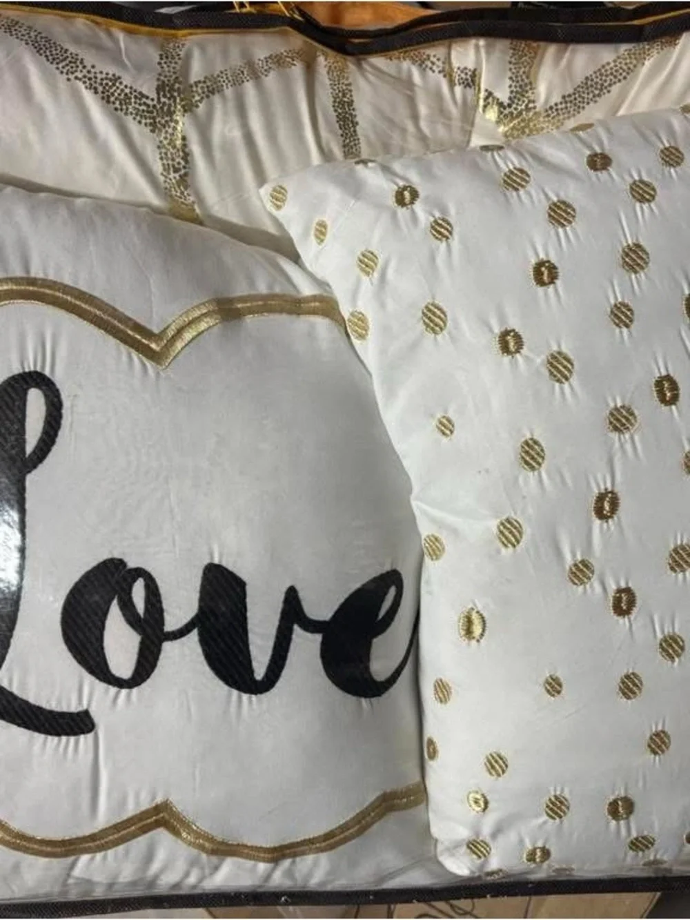 Intelligent Design Cream Comforter Set with Gold Geometric Accents